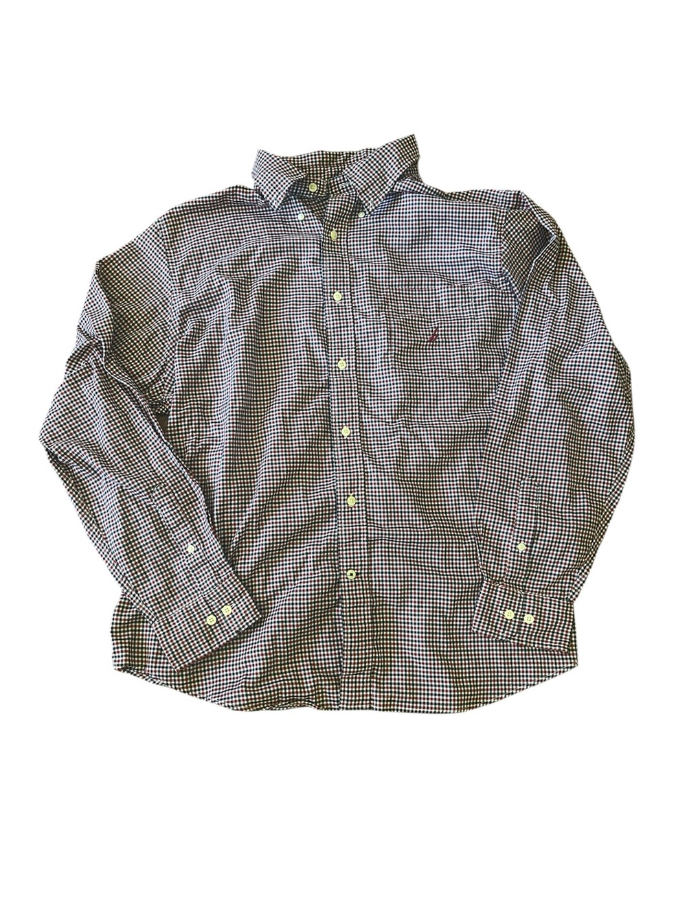Nautica Black and White Gingham Button-Down Shirt